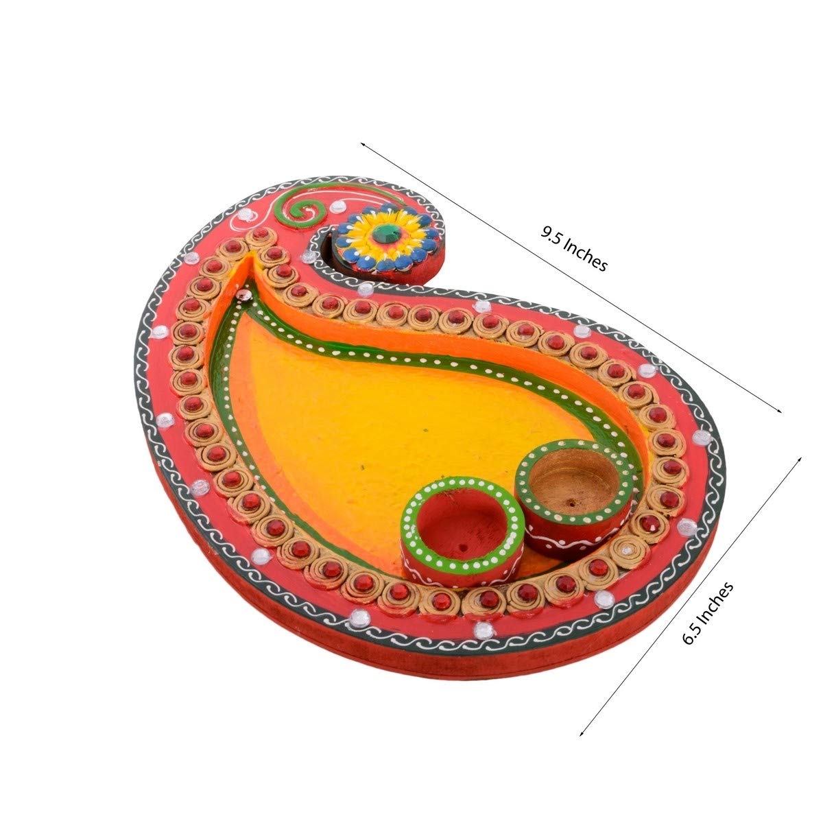 Ecraftindia Papier-mache Keri Design Multiutility Pooja Thali
