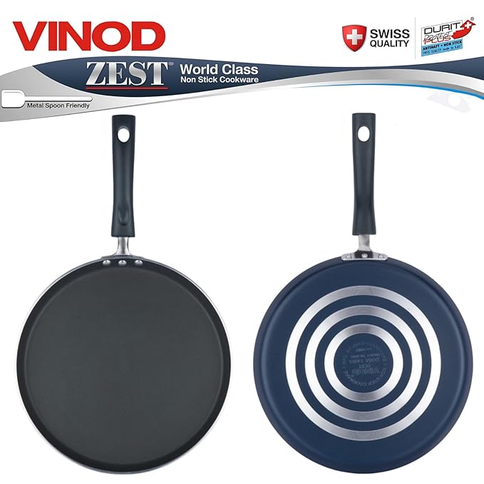 Vinod Zest Aluminium Non Stick Dosa Omni Tawa - 30cm | 3mm Extra Thick | 3 Layer Ceramic Coat | Bakelite Handle