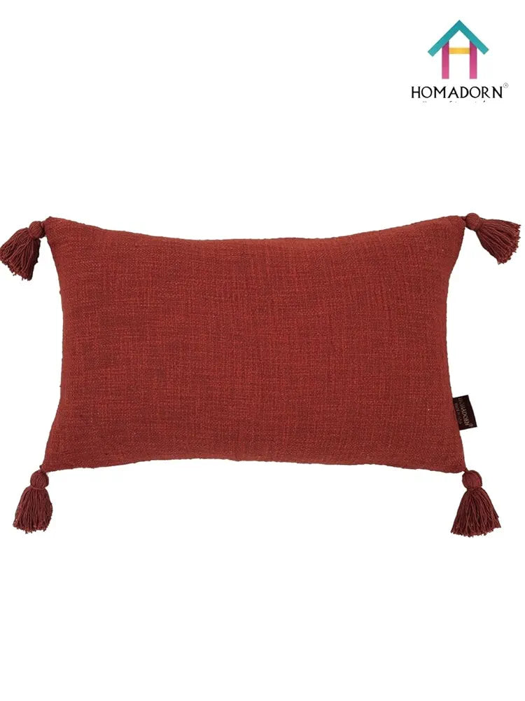Homadorn Luxury Cotton Handmade Decorative Boho Throw Pillow Covers Rust