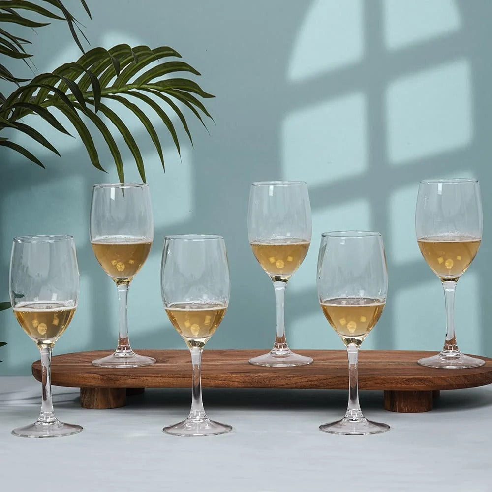 Set of 6: Classic Transparent Red/White Wine Glasses | 250ml | Dishwasher Safe