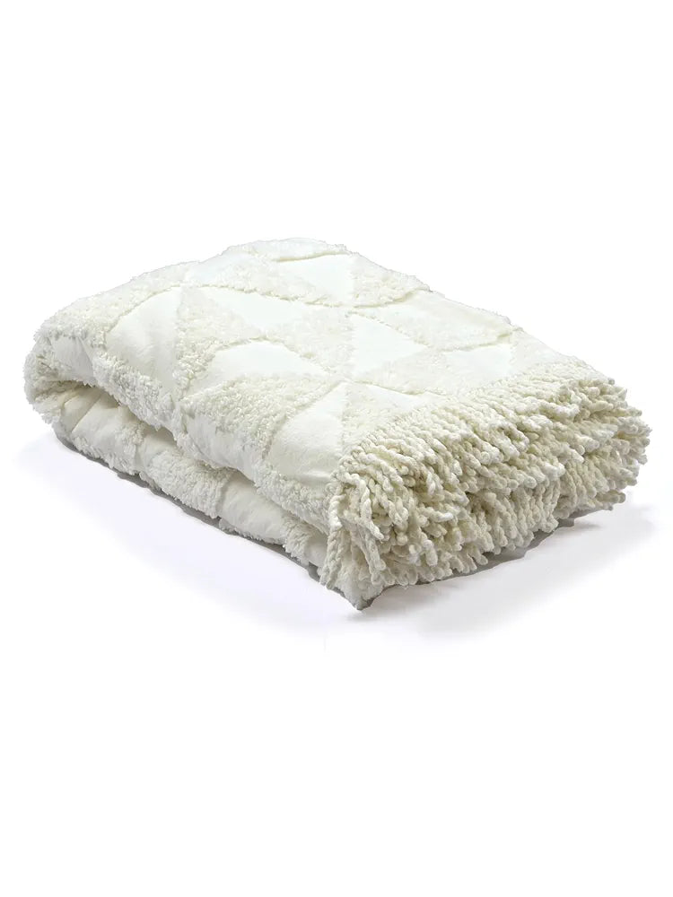 Saral Home Soft Cotton 2 Seater Sofa Cover Throw Ivory