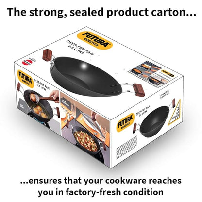 Hawkins Futura 2.5 Litre Deep Fry Pan Non Stick Kadai Flat Bottom Kadhai