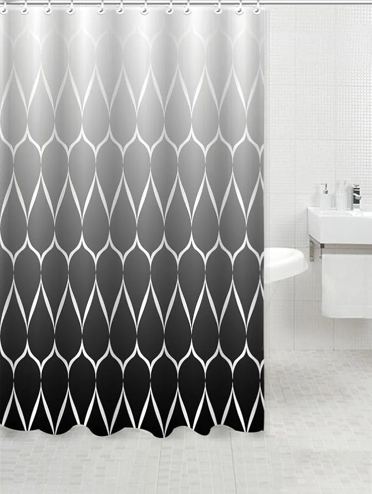 Homethreads Embrace Luxury with Our 6-Feet Long Premium Polyester Shower Curtain with 12 Hooks for a Lavish Bathroom Machine Washable Black