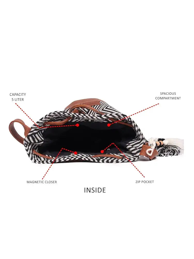 Astrid Textured Sling Bag With Tassels For Girls