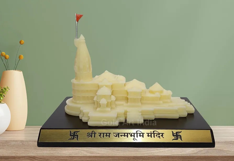 Gold Art India Ram Mandir Ayodhya Ivory Finish Minature 5.2 inch