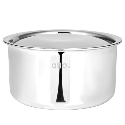Allo Stainless Steel Triply Tope with Lid Patila Bhagona 14cm 1.1 litres