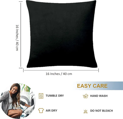 Cloth Fusion Velvet Sofa Cushion Cover Set of 5 Luxurious Cushion Cover Black
