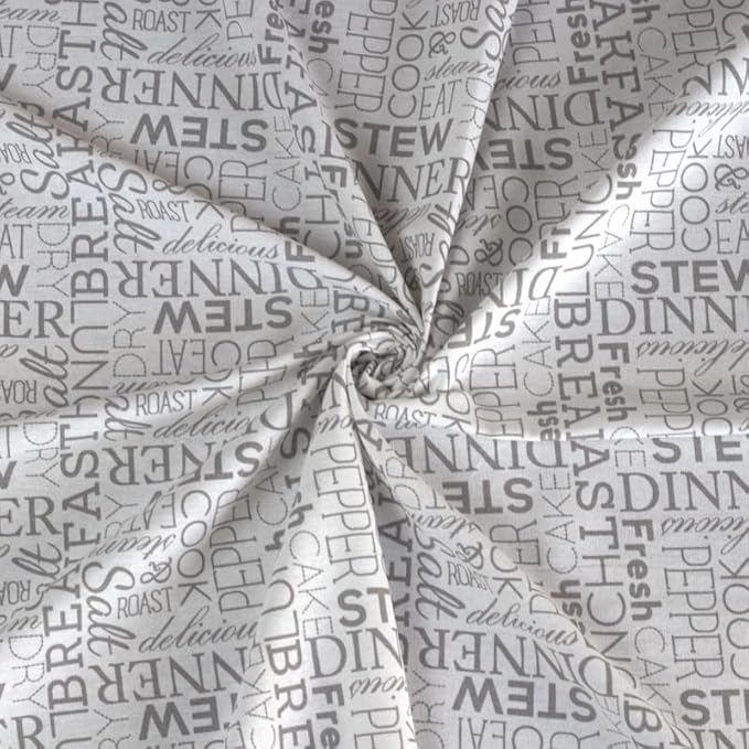 Oak & Lily Table Cloth For 4-Seater Rectangular Dining Tables In White & Grey Letter Print