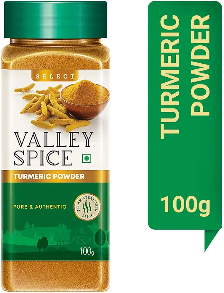Valley Spice Turmeric Powder|| Haldi Powder|| Pure & Authentic | Rich Flavour - Select 100g || Pack of 2