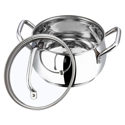 Vinod Stainless Steel Almaty Sauce Pot With Glass Lid | Diameter 20 Cm | Capacity 4 Litres