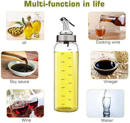 Spatlus Oil Dispenser Bottles with Stainless Steel Automatic Pourers No Drip Glass Oil and Cruet Bottles