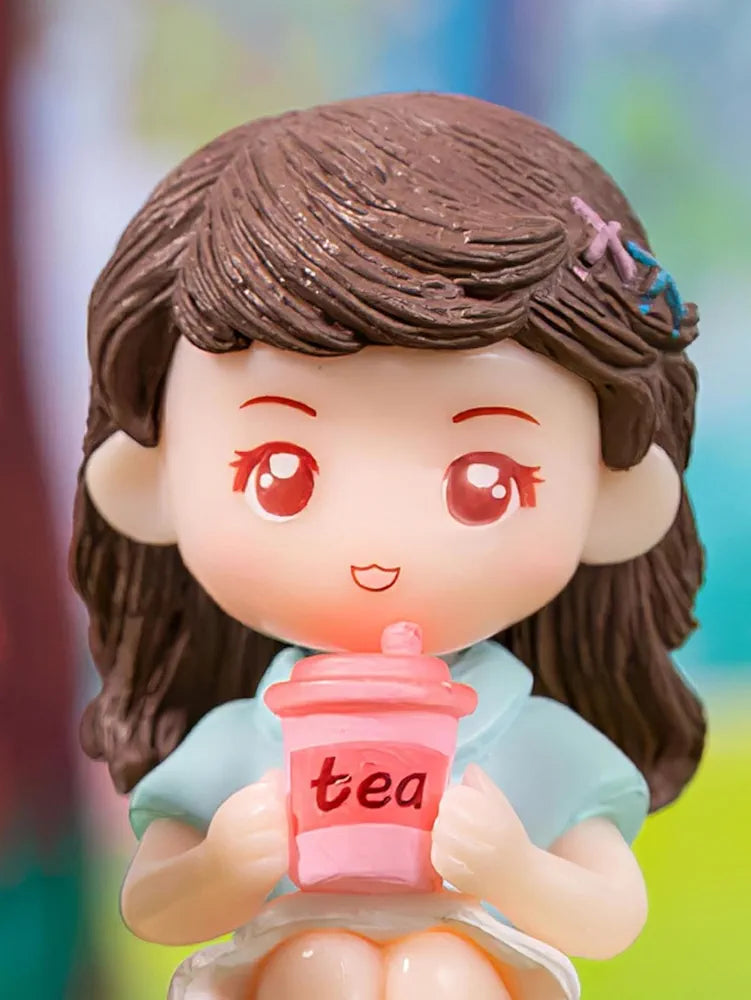 Satyam Kraft 1 Set  Miniature Couple Figurines with Bench Cute Tea Time Resin Dolls