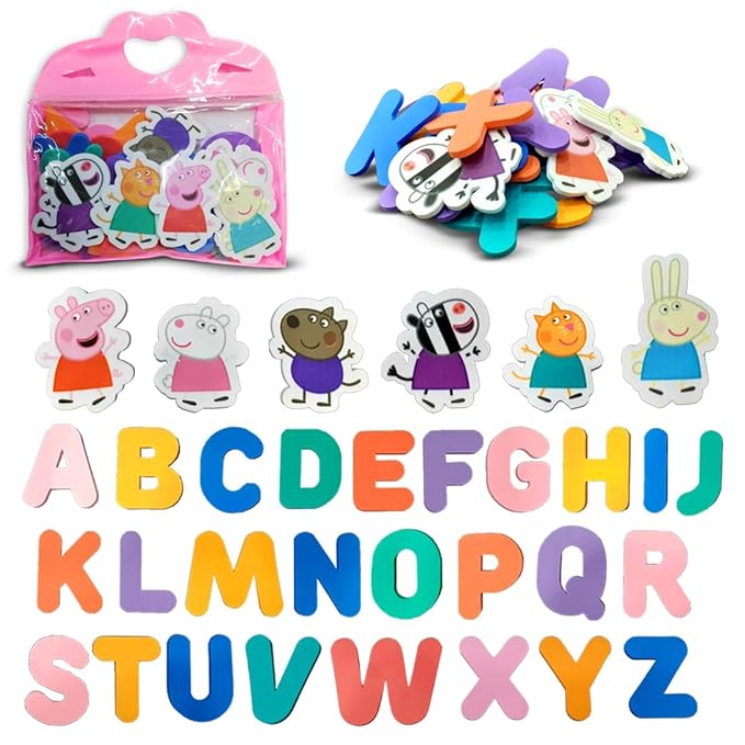 Wembley Peppa Pig Foam Cutouts for Kids EVA Foam Alphabets & Characters Bath Toy Set of 32