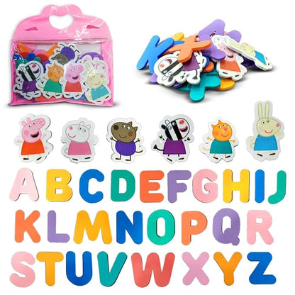 Wembley Peppa Pig Foam Cutouts for Kids EVA Foam Alphabets & Characters Bath Toy Set of 32