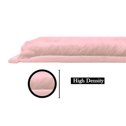 Luxe Home International Rectangular Bath Mat Super Soft Anti Skid Rabbit Fur Mats 40X60 Cm Colour Peach