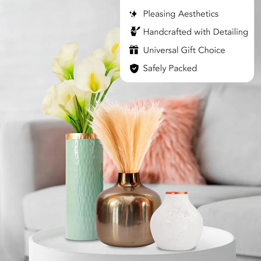 Ekhasa Unbreakable Metallic Flower Vase Aesthetic Vase