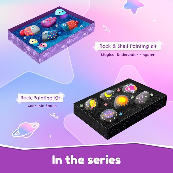 Bloomingo Art & Craft Kit - Rock Painting Kit Soar Into Space | Fun Diy Rock Painting Kit for Kids