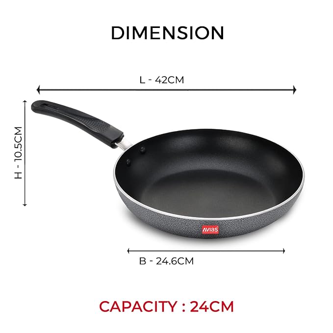 Avias Zen Ib Fry Pan 24cm Nonstick Aluminium Pan With Glass Lid Induction Friendly
