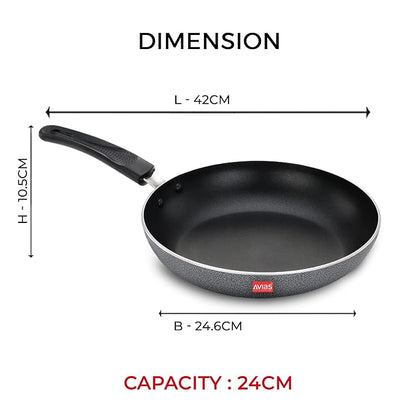 Avias Zen Ib Fry Pan 24cm Nonstick Aluminium Pan With Glass Lid Induction Friendly