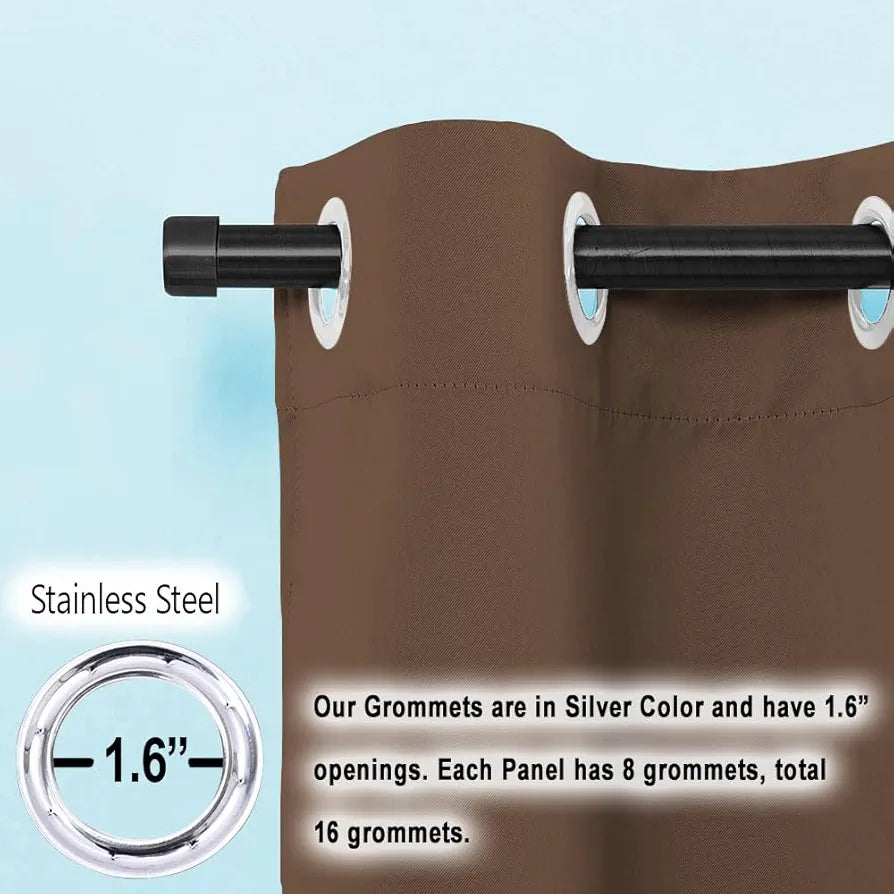 Cloth Fusion Blackout Door Curtains 9 Feet Long Set of 2 Grommet Design Dark Brown