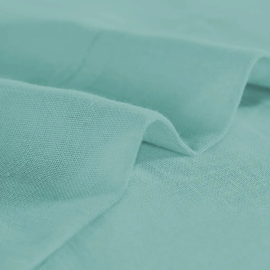 Cloth Fusion Cotton Feel Sheer Door Curtains 9 Feet Long Set of 2 Semi-Transparent Sea Green