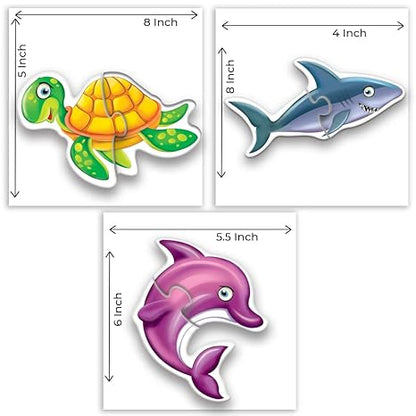 Toykraft 2 Piece Animal Puzzles For Kids Age Of 2-3 Years Educational Toys Head & Tail Water