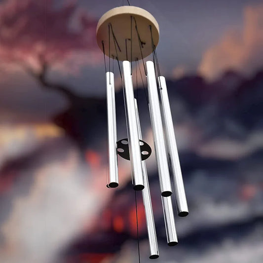 Aluminium 7 Pipe Silver Wind Chimes 24 Inch Long