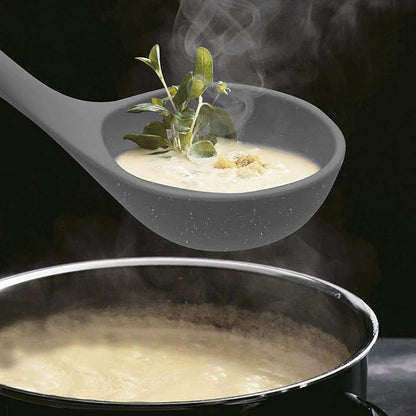 Woodtula Silicone Soup Ladle Spatula with Wooden Handle Kitchen Utensil Tools Grey