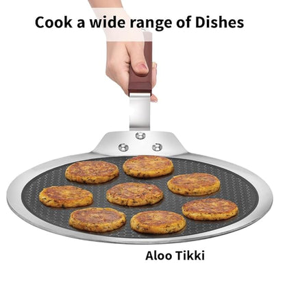 Hawkins 28 cm Dosa Tava,Triply Stainless Steel Shielded Nonstick Tawa