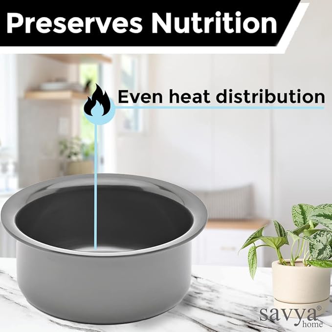Savya Home Hard Anodized Tope Non-Stick & Non-Corrosive Hard Anodized 3.0 liters