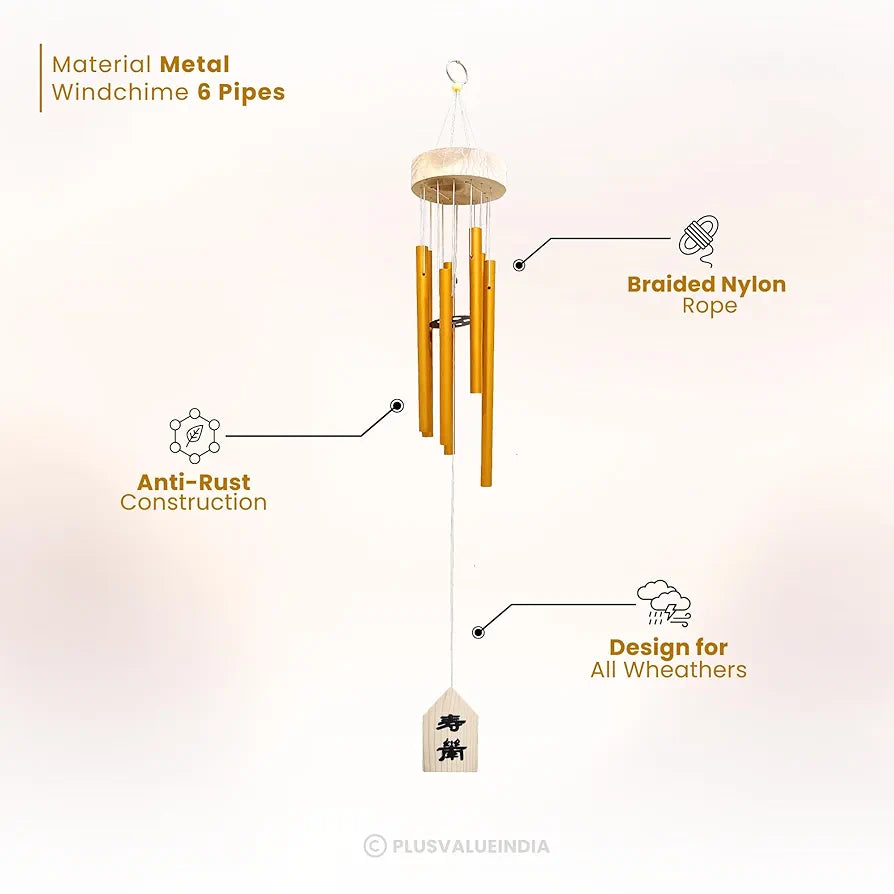 Plus Value Wind Chimes 6 Pipes Hanging Bells Six Rods