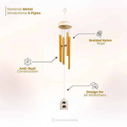 Plus Value Wind Chimes 6 Pipes Hanging Bells Six Rods