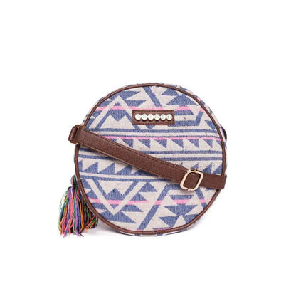 Astrid Round Sling Bag With Pompoms For Girls And Women