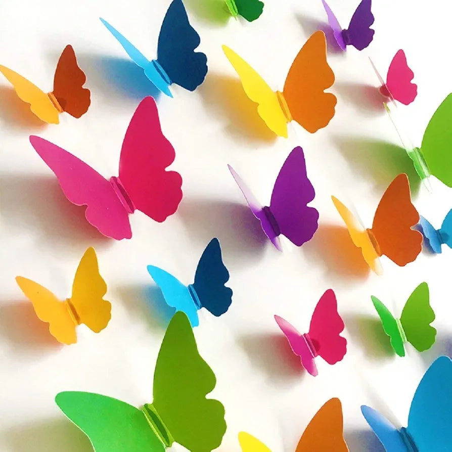 Jaamso Royals Multicolour 3d Butterfly Stickers Butterflies for Wall Decoration 29.5CM X 21CM Set of 2