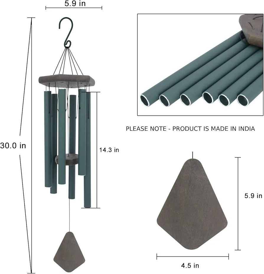 Paradigm Pictures 30.5 inch Big Wind Chimes Big Army Green Pipe Wood
