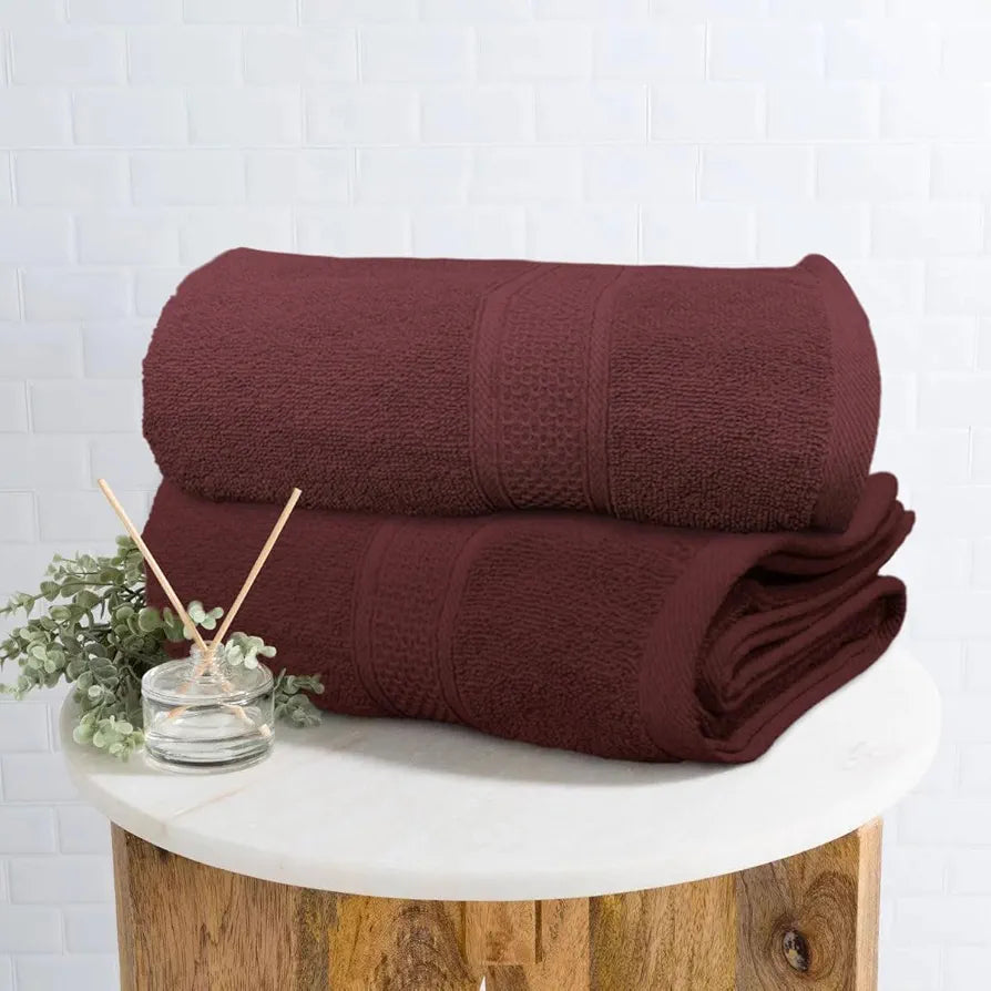 Luxe Home Cotton Bath Towel 450 GSM Quick Dry Large Size Bathroom Towels Colour Wine