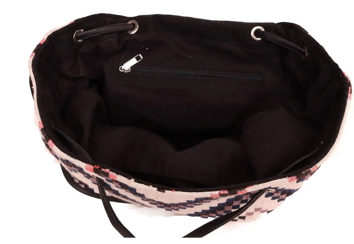 Astrid Multicolor Cotton Girls Backpack With External Pockets In Front Colour Classy Black And White Checkered