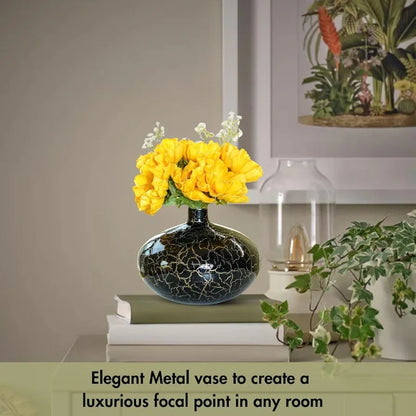 Behoma Metal Flower Vase Crackle Finish Wide Vase Flowers not Included