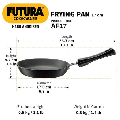 Hawkins Futura 17 cm Frying Pan, Hard Anodised Fry Pan, Small Frying Pan, Black