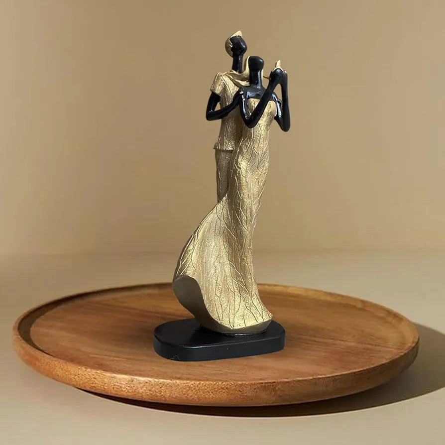 Xtore Lavish Golden Black Resin Couple with Bird for Home Decor