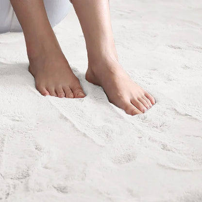 Luxe Home International Ruffle Floor Rabbit Rectangular Rug for Bedroom 3 X 5 Ft Colour White