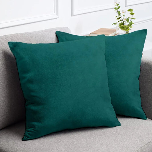 Cloth Fusion Velvet Sofa Cushion Cover Set of 2 Luxurious Cushion Cover Peacock Green