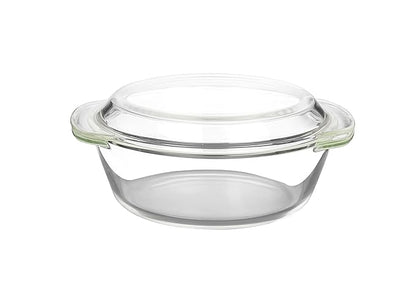 Femora Borosilicate Serving Bowl | Glass Casserole Set, Glass Bowl With Lid, Freezer Safe, Microwave Safe Bowl Set | 1000 Ml