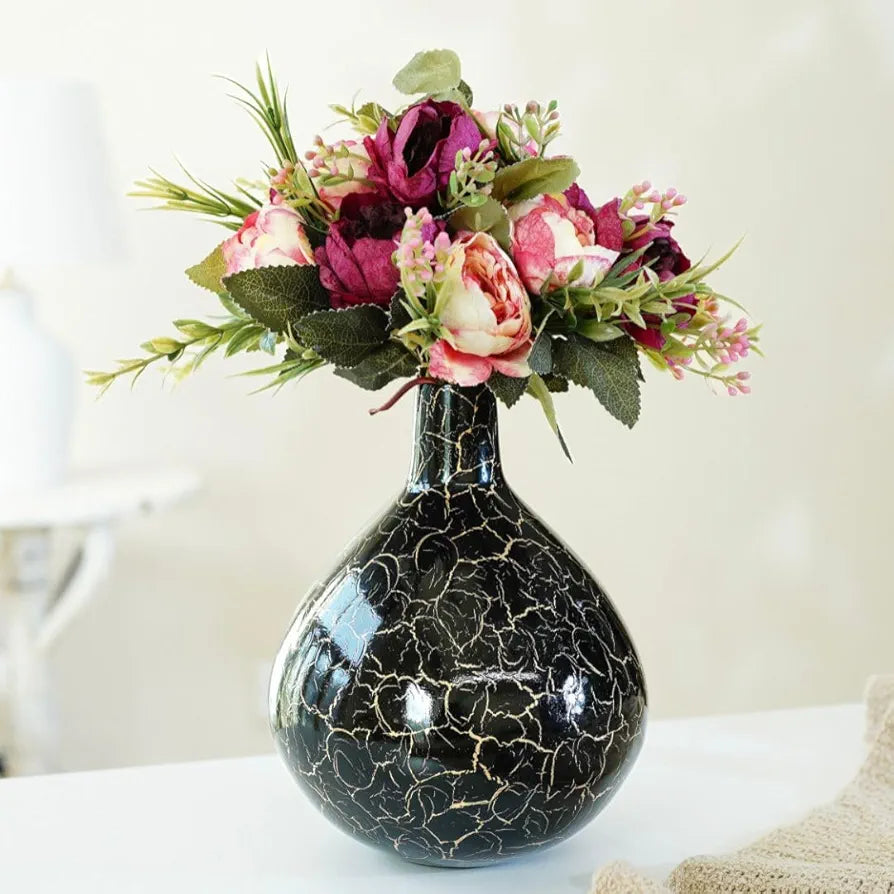 Behoma Metal Flower Vase Crackle Finish Tall Vase Flowers not Included