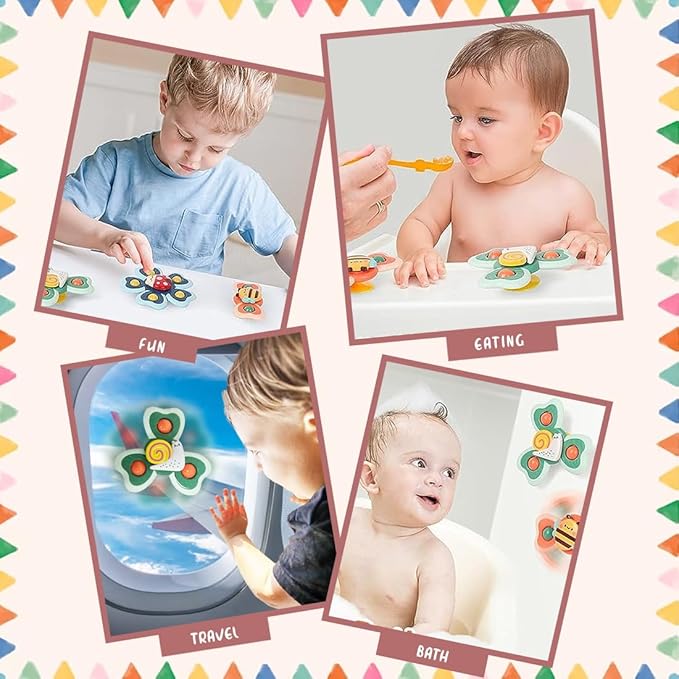 Wembley Suction Spinner Toy for Baby Bath Toys for Kids 3 Pcs