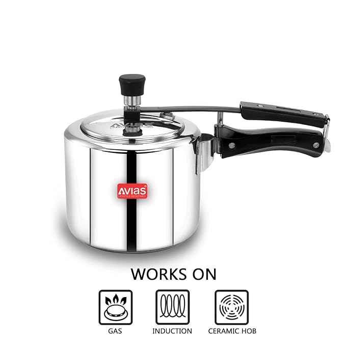 Avias Ceres Stainless Steel Inner Lid Pressure Cooker 3L Cooker Induction Base 1.2mm Thickness