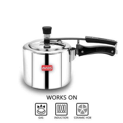 Avias Ceres Stainless Steel Inner Lid Pressure Cooker 3L Cooker Induction Base 1.2mm Thickness