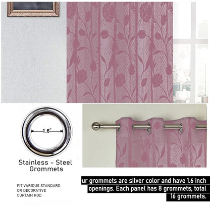 Cloth Fusion Sheer Curtain Door 7 Feet Rose-Wine