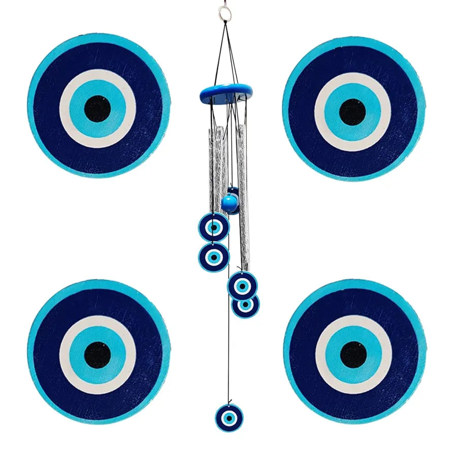 9Dzine Wind Chimes with Evil Eye Protection - 27 Inches