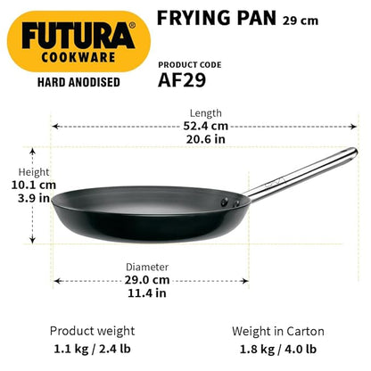 Hawkins Futura 29 cm Frying Pan Hard Anodised Fry Pan with Stainless Steel Handle